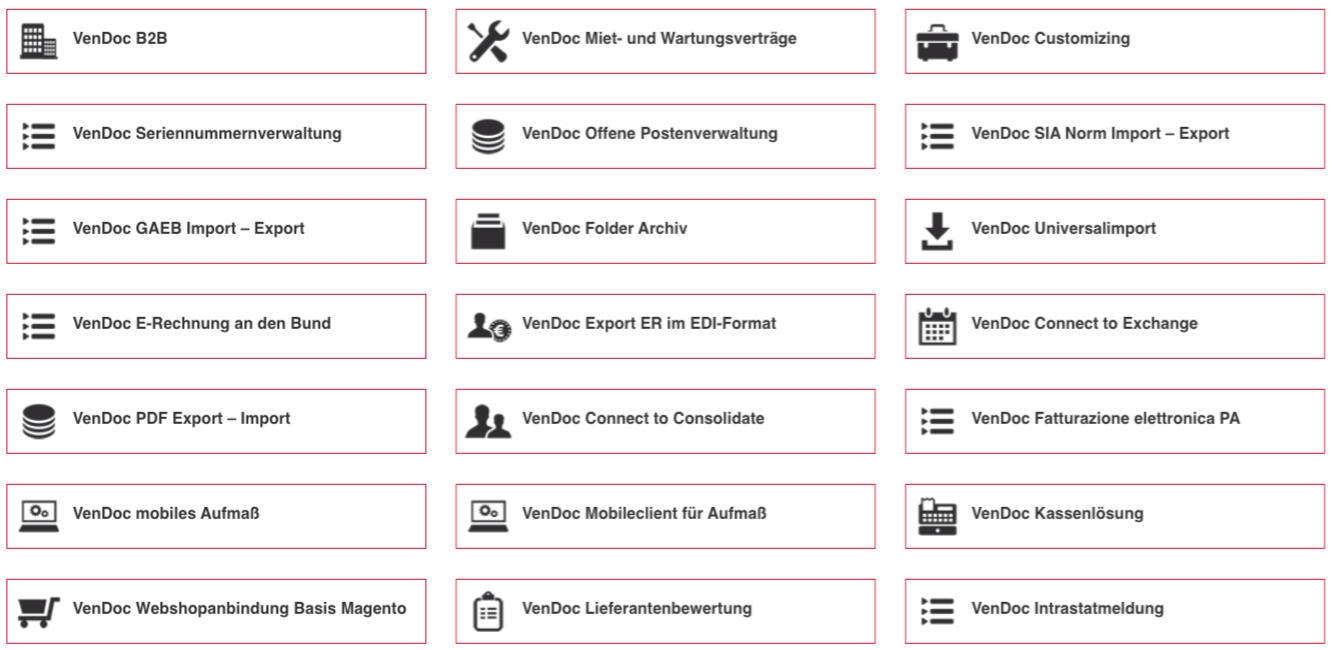 VenDoc Modulauswahl 2